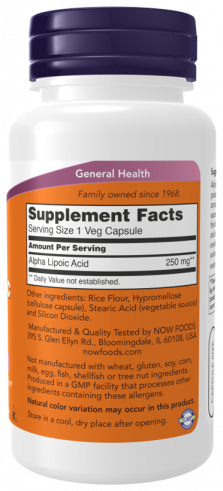 NOW Alpha Lipoic Acid 250 mg, 60 капсул