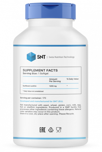 SNT Sunflower Lecithin, Санфлауэр Лецитин, 170 капсул